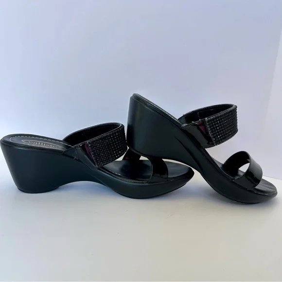 Callisto Jezzie Black Jeweled Double Strap Sandals - Picture 4 of 6